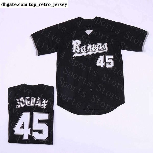 College trägt Herrenbirmingham Barone 45 Michael MJ Jersey Schwarz weiß grau gemischter Film Baseball Trikots ch.