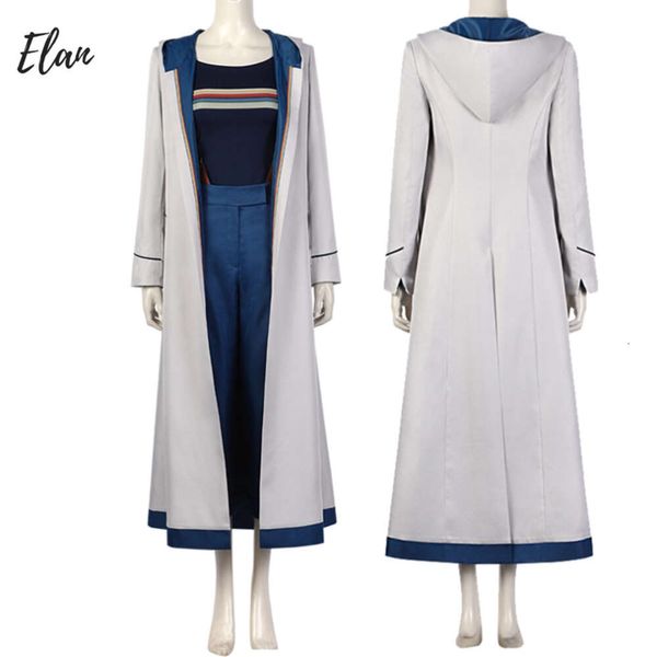 Quem é você médico cosplay jodie mulher médico cosplay traje conjunto completo com longo trench coat outfitcosplay