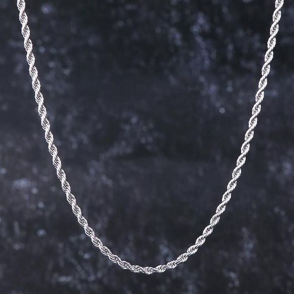 Цепочки из белого золота, ожерелье из веревки, сингапурское венецианское ожерелье для мужчин и женщин, 3 мм, ювелирные изделия в стиле хип-хоп, CultureChains258n