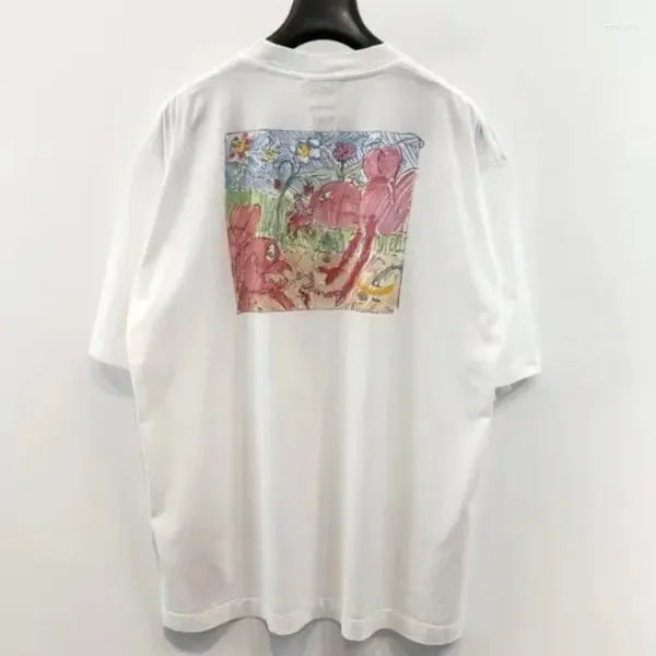 Homens Camisetas Verão T-shirt Graffiti Pintura A Óleo Abelha Jardim Impressão Em Torno Do Pescoço Manga Curta Tops Camisa Oversize Para Homens Mulheres