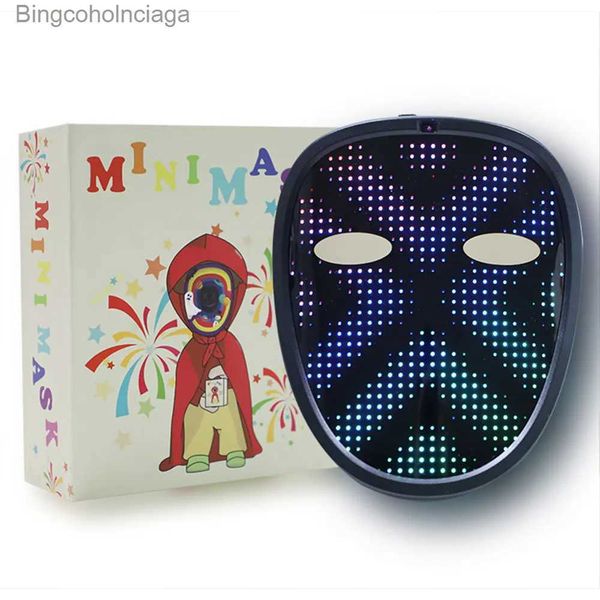 Costume a tema Maschera intelligente LED per bambini Maschere per il viso con controllo APP Bluetooth Possono cambiare colori Foto fai da te Maschere per il viso LED per HalloweenL231005