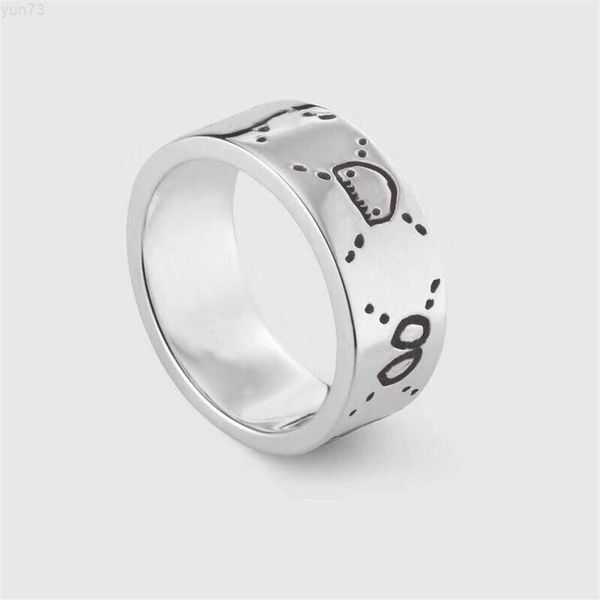 Anello in argento sterling di alta qualità con fiore e uccello intagliato con teschio, anello per uomo e donna, coppia di moda anello179M