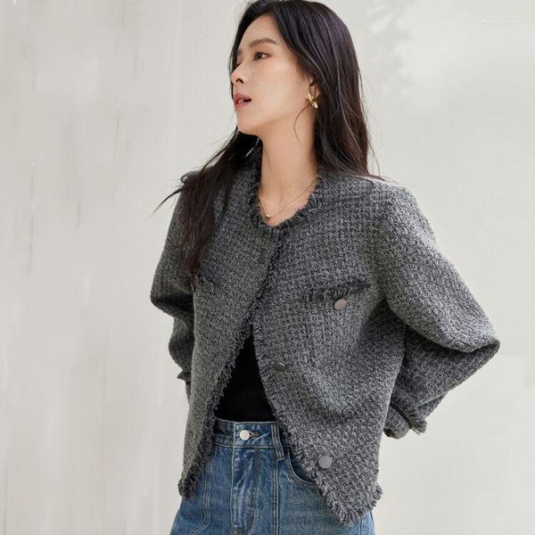 Kadın Ceketleri Kore tarzı kadın ceket 2023 Sonbahar Kış Zarif Moda Bayanlar Sıradan Sıcak Tek Göğüslü Katlar
