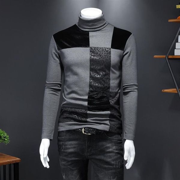 2023 Trend Herren Baumwolloberteile Langarm-T-Shirts Nähen Mode Koreanische Version Junge Herren Gedruckt Warmer Boden Sh227u
