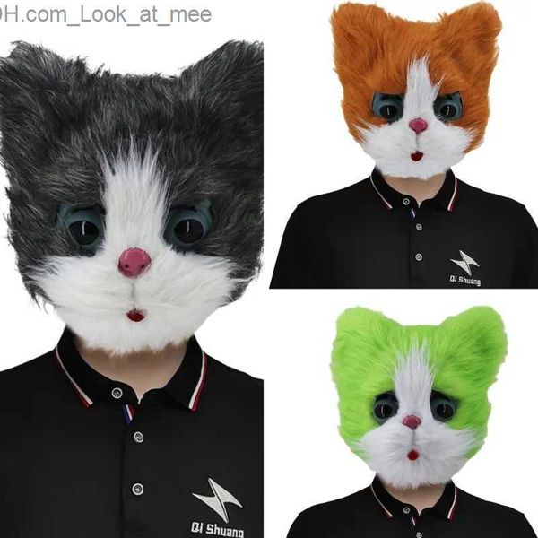 Feestmaskers Halloween Kat Hoofdmasker Latex Dierenmasker Nieuwigheid Feestkostuum Accessoires Cosplay Rekwisieten Optredens Verkleden voor Volwassen Kinderen Q231009