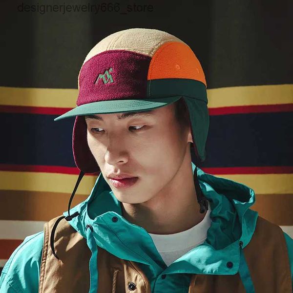 Top Caps 2023 Kısa ağzı kulak koruması Kış beyzbol şapkası Erkekler için Kadın Koreli Sıcak Açık Kadife Kalın Bombacı Şapkası Patchwork Pilot Şapkası Q231009