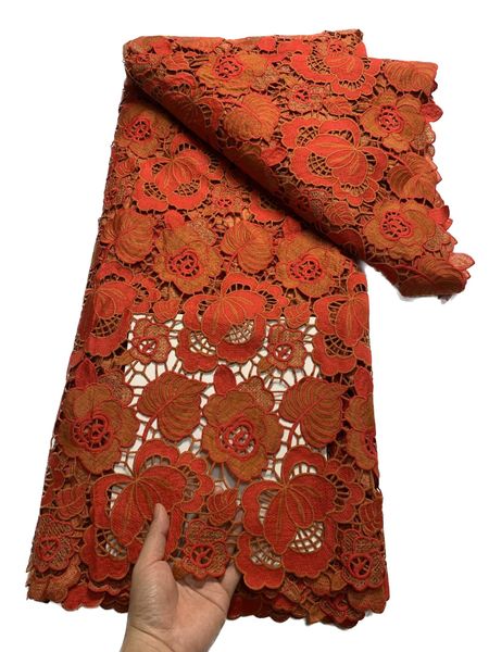 Вышивка Молочный Шелковый Кружево 5 ярдов Гипюровая Ткань Вышивка Сетчатый Материал Африканские Женские Платья Современное Швейное Ремесло Цветочные Нигерийские Одежда Высокое Качество KY-3052