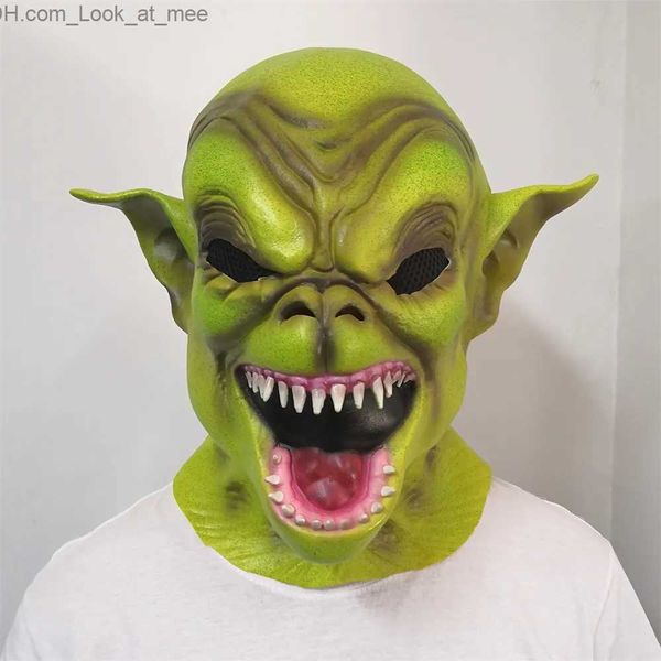 Party Masken Green Devil Monster Maske Goblin Latex Maske Halloween Cosplay Party Kostüm Kopfbedeckung Horror Dämon Make-Up Requisiten Q231007