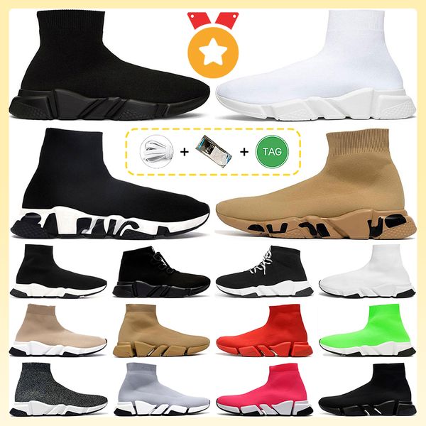 Designers Sapatos casuais plataforma de tênis homens mulheres triplas botas preto branco azul leve rubi graffiti marca vintage treinadores de luxo tênis de velocidade