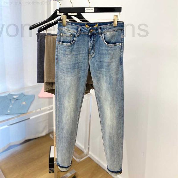 Jeans masculinos designer quente mens jeans monstro olhos para homens fino ajuste tubo reto strettrendy calças casuais g66o
