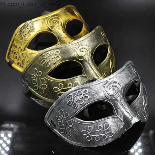 Máscaras de festa retro máscara de halloween antigo prata ouro meia máscara facial para mulheres homens carnaval vestido masque bola traje festa adereços cosplay q231007