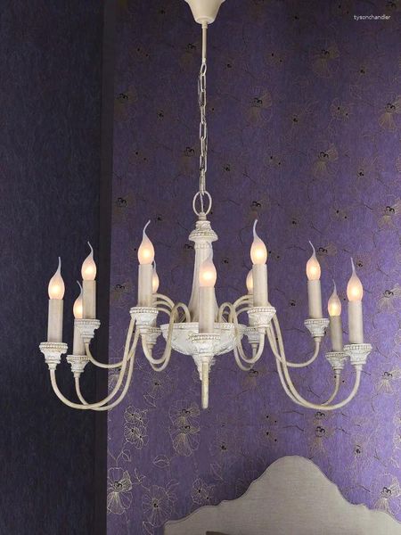 Подвесные светильники Французский сад Гостиная Люстра Американская креативная резная лампа-свеча Европейская простая столовая Спальня
