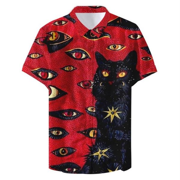 Summer Man Funny Cat Eyes Stampato Camicia casual Party Fashion Camicie con stampa 3D Manica corta Hawaii2110