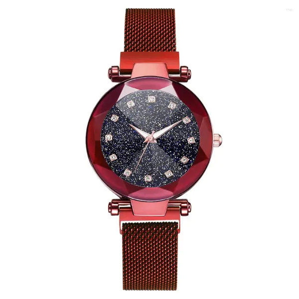 Orologi da polso Orologio al quarzo da donna Studenti per ragazze Cinturino con fibbia magnetica con strass Orologio da polso con design a stella