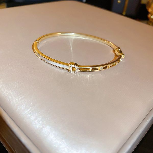 Элегантные хрустальные браслеты-манжеты золотого, серебряного цвета с буквой D, свадебный браслет, женский браслет