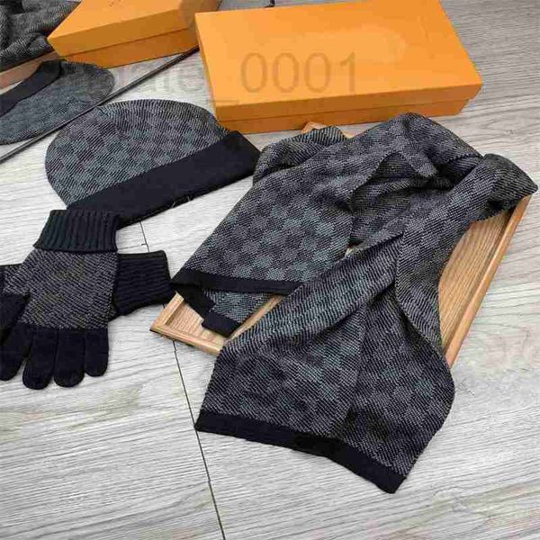 Designer Mode Neue Schal Hut Handschuhe Set Für Mützen Männer Frauen Mode Hohe Qualität Wolle Winter 3 Stück Design Caps Schal Hüte Schals Wolle Beanie Wrap SXFQ