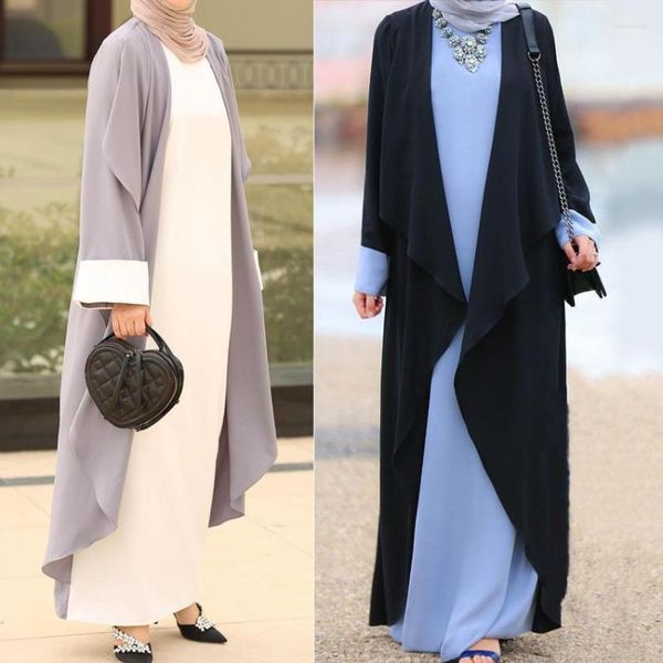 Roupas étnicas Mulheres Dubai Abaya Muçulmano Turquia Caftan Cardigan Vestido Eid Ramadan Moderno 2023 Moda Cor Sólida Roupas Islâmicas Elegantes