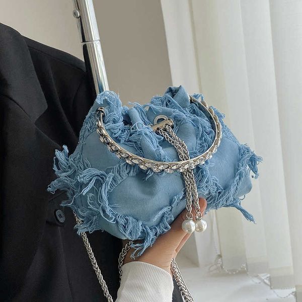 Umhängetaschen Fleece und Diamond Handheld Bucket Bag für Damen New Chain Fashion Crossbody Handtasche