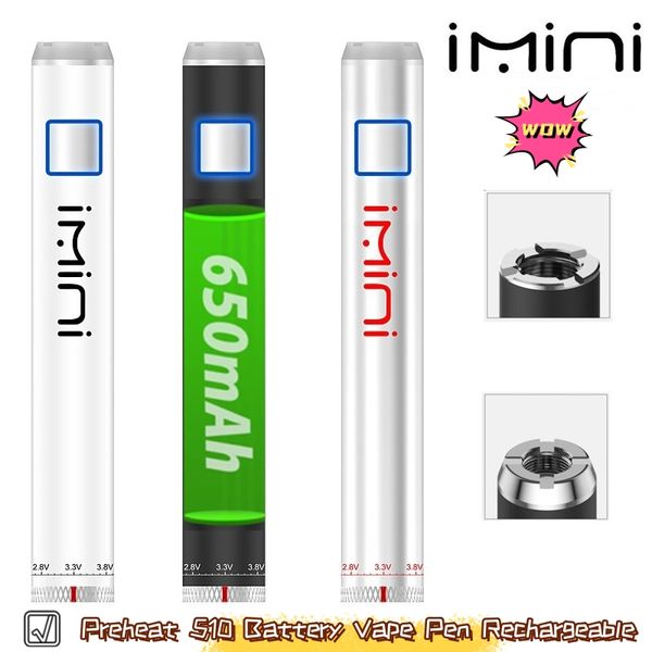 Shenzhen Vape Pen Batterie Imini 650 mAh 14 mm ARI Vape Pen 1,8–4,2 V vorheizen VV-Batterien mit variabler Spannung für 510 Patronenwagen Vorheizen 510 Batterie wiederaufladbar