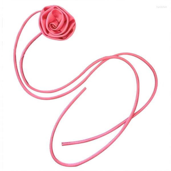 Anhänger Halsketten Stilvolle rosa Band-Blumen-Halskette für Frauen, Halsband, eleganter Bindekragen