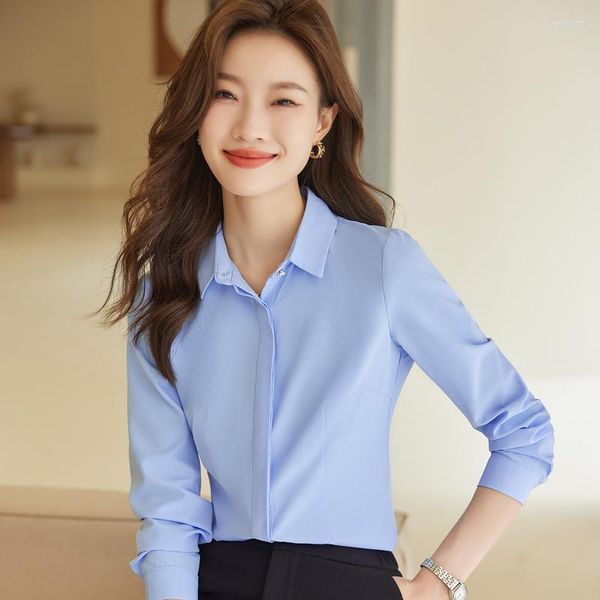 Blusas femininas escritório elegante camisas outono inverno ol estilos blusas senhoras mulheres negócios trabalho wear topos roupas oversize 5xl