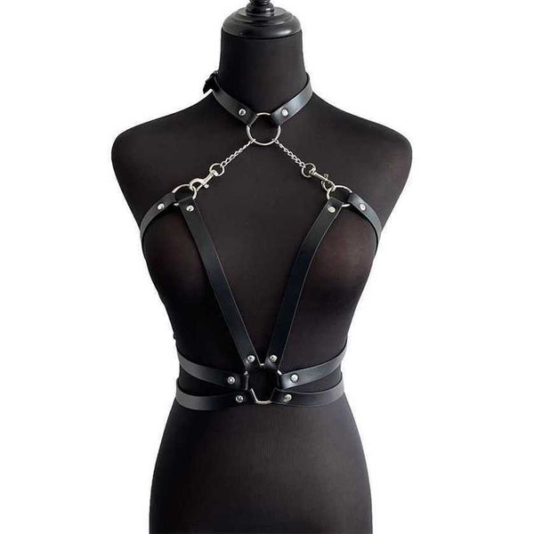 nxy Sexspielzeug für Männer, BDSM, Bondage, neue sexy Damenkette, Dessous-Geschirr, Gurtband, verstellbarer Pu-Leder-Hals, Gothic-Harajuku-Strumpfband