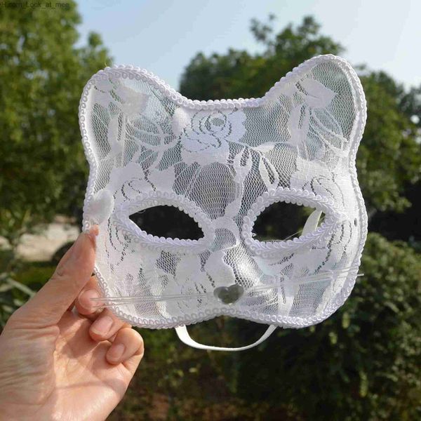 Máscaras de festa Halloween Cosplay Cat Máscara Lace Sexy Máscara Animal Máscara Metade Face Erótica Lace Máscara Mulheres Brinquedos Sexuais Para Casal Jogo Q231009