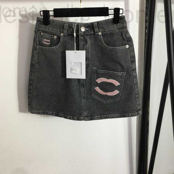 Gonne Designer designer 23ss gonna di jeans mini avvolgente Tasca ricamata a vita alta Denim corta mezza gonna abbigliamento donna di qualità R37F BYRS