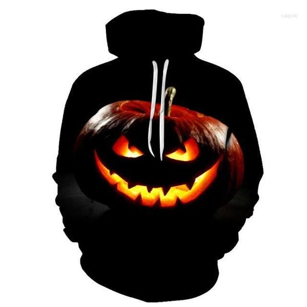 Kadın Hoodies Cadılar Bayramı Kabak Mum 3D Baskı Erkekler/Kadınlar Sonbahar ve Kış Serin Moda Uzun Kollu Kapşonlu Büyük Boy Hip Hop Erkekler Giyim