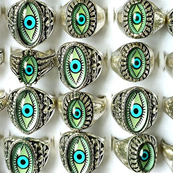 Intero 30 Mix Bulbo oculare Anello Design unico Evil Eyes Anelli in argento Vintage Uomo Donna Punk Rocker Cool Bands Uomo Ragazzo Gioielli Favor269r