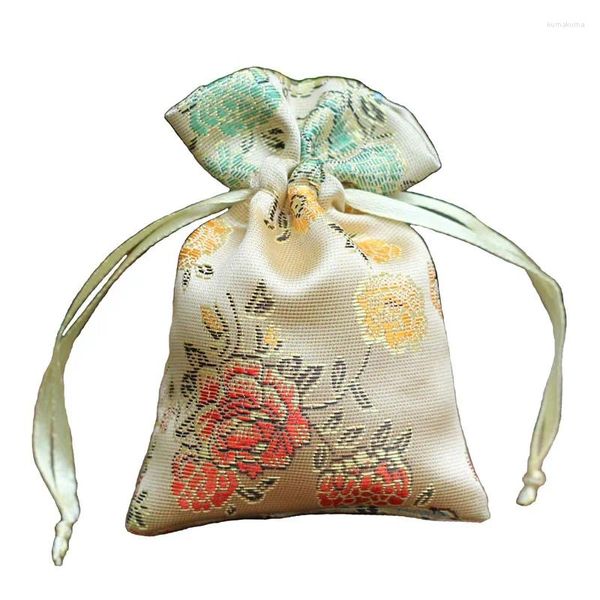 Confezione regalo 10 pezzi Carino coulisse Mini sacchetto di seta cinese Festa di nozze Bomboniere Sacchetti di cioccolato Confezione vuota di spezie Confezione all'ingrosso