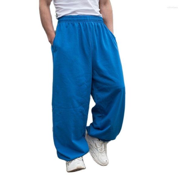 Calças masculinas na moda hiphop streetwear corredores homens casual solto baggy sweatpants perna larga plus size calças dança trackpants roupas
