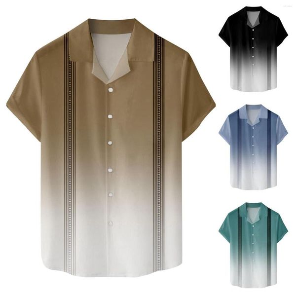 Мужские футболки, летняя блузка, мужская модная повседневная пляжная рубашка с 3D цифровой печатью и пряжкой на лацкане, мужская рубашка реглан с короткими рукавами