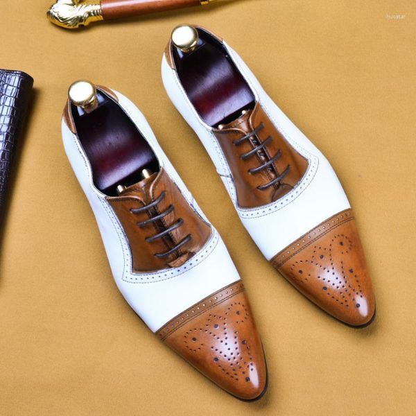 Sapatos de vestido Brogue Couro Genuíno Cavalheiro Homens Terno Formal Casamento Inglaterra Carreira Na Moda Escritório Tamanho 37-46