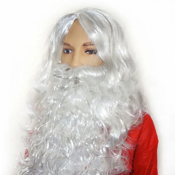 Decorazioni natalizie Babbo Natale Decorazioni per barba bianca Parrucca Barba Babbo Natale Barba finta Vestire oggetti di scena Stile natalizio PET Vivido Tinta unita Fai da te 231006