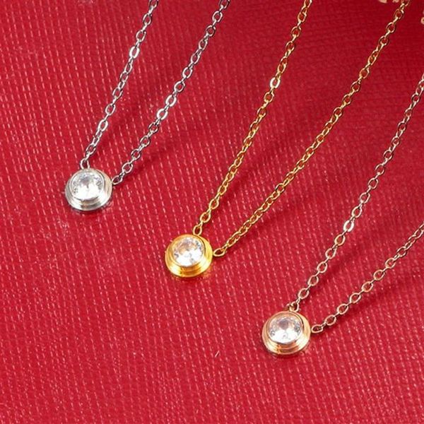 Singel cz diamante pingente rosa ouro prata cor colar para mulheres vintage colar fantasia jóias apenas com bag238p