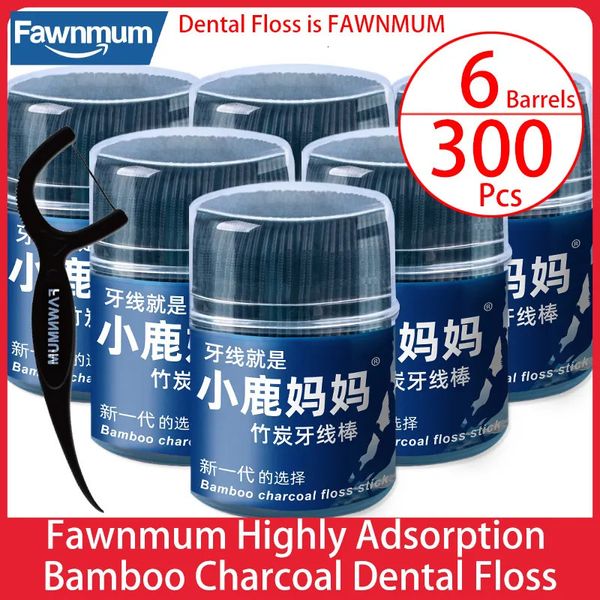 Filo interdentale Fawnmum Filo interdentale al carbone di bambù ad alto assorbimento 300 plettri Strumenti per la pulizia dei denti Pulisci tra i denti Stuzzicadenti Igiene orale 231007