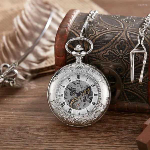 Relógios de bolso steampunk cobre vintage oco engrenagem relógio mecânico colar pingente relógio corrente masculino feminino 2023