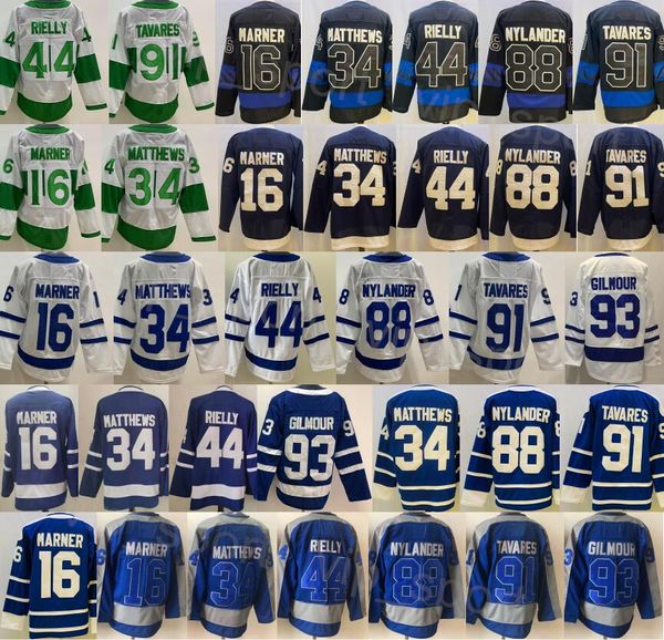 Erkek Hokey 34 Auston Matthews Jersey Ters Retro 16 Mitchell Marner 88 William Nylander 44 Morgan Rielly 93 Doug Gilmour 91 John Tavares Stadyum Serisi Arenas