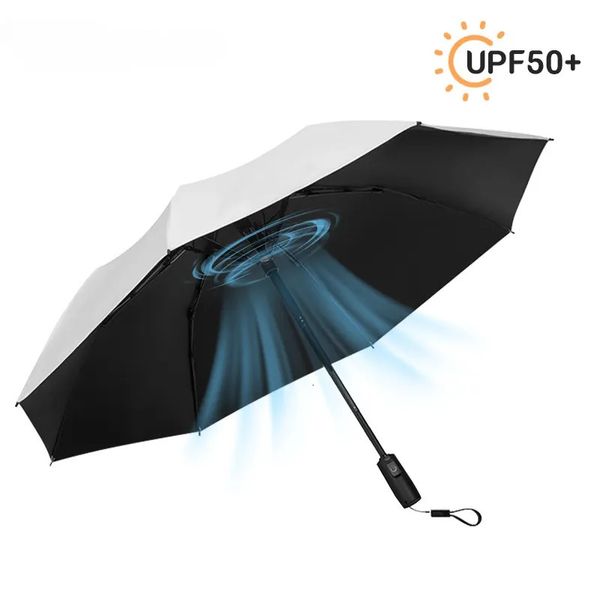 Regenschirme Gehobener, über USB aufladbarer, faltbarer Ventilator-Regenschirm, Strandschirm, kreativer tragbarer UV-Regenschirm, faltbarer Strandschirm für den Außenbereich, 231007