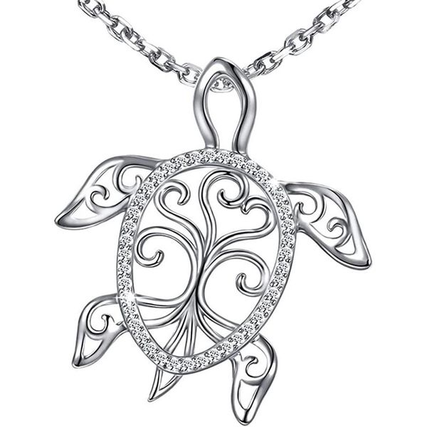 Collana in argento sterling 925 con tartaruga marina Albero della vita Ciondolo tartaruga Vacanza Beachy Festa della mamma Gioielli Regalo per la mamma Ocean292b