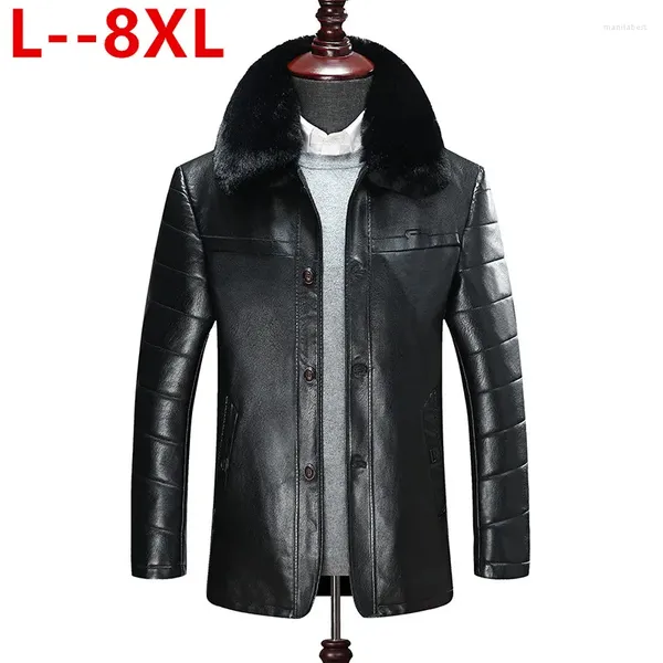 Männer Pelz 8XL 6XL 5X 2023 Plus Ankunft Hohe Qualität Echt Leder Kragen Graben Mantel Männer Winter Wolle Liner parkas