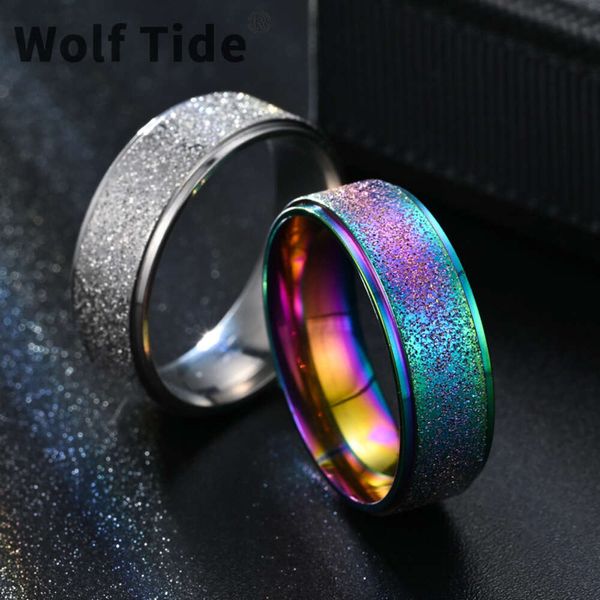 8mm Nische Titan Edelstahl mattiert Paar Ring weiblich koreanischen Stil Mode Rose Gold Hochzeit Verlobung Fingerring Bijoux Schmuck Zubehör Großhandel