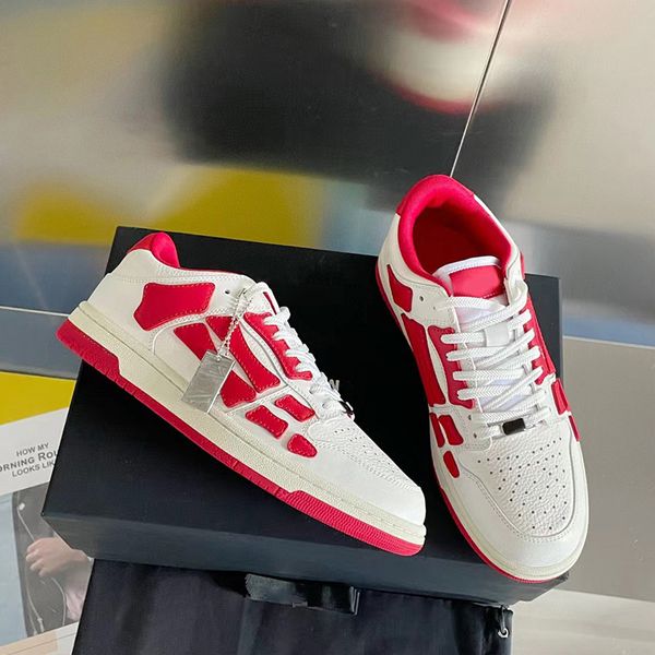 2024 Sapatos esportivos Sapatos de tênis da pista do esqueleto de tênis dupes designers planos casuais de couro de couro real masculino Sapatos de moda D88