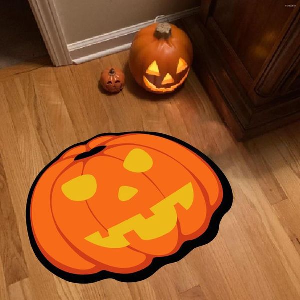 Tappeti Tappeto a tema Halloween Tappetino imitazione Porta Antiscivolo Zucca Coperta spessa Rustico