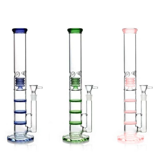 Großhandel Fabrik Rohr Glas Kreuz Rauchen Wasserpfeife mit Inliner 3 Schichten Honeycomb Percolator Bong Wasser Triple Ice Catcher