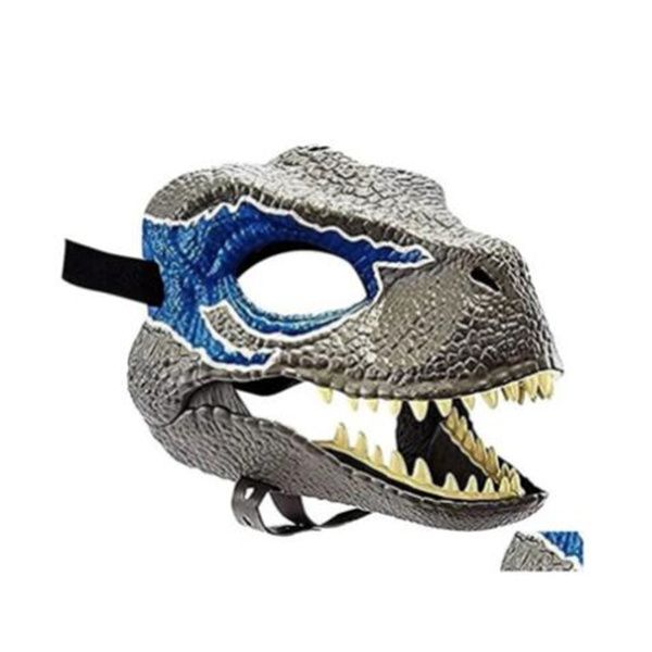 Máscaras de fiesta Máscara de dinosaurio 3D Accesorios de juego de rol Sombreros de rendimiento Jurassic World Raptor Dino Festival Regalos de carnaval GC2356