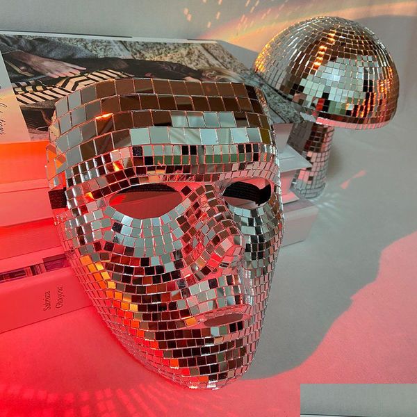 Partymasken Disco Ball Glitter Spiegel Gesichtsmaske Festival Maskerade für Cosplay Halloween Nachtclub Shap Home DJ Dekor Drop Lieferung DHPEM