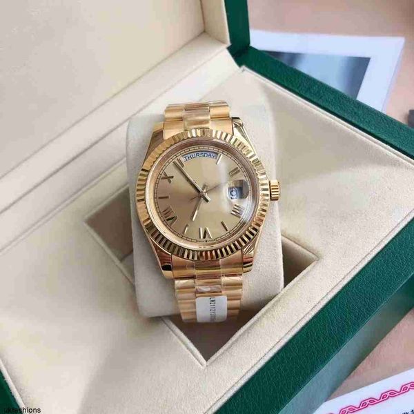 Diamant-Mechanische Uhr Rolaxs Damenuhren Mit Originalverpackung 41 mm Herren-Luxusuhr Datejust Date President Gold Diamant-Zifferblatt Asia 2813 Uhrwerk Mechanica HB97