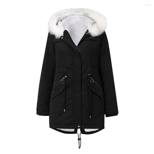 Trench da donna Giacche invernali per donna 2023 Cappotto lungo con cappuccio Parka Plus Abiti caldi di grandi dimensioni Navy Nero Verde Rosa Rosso Abrigo